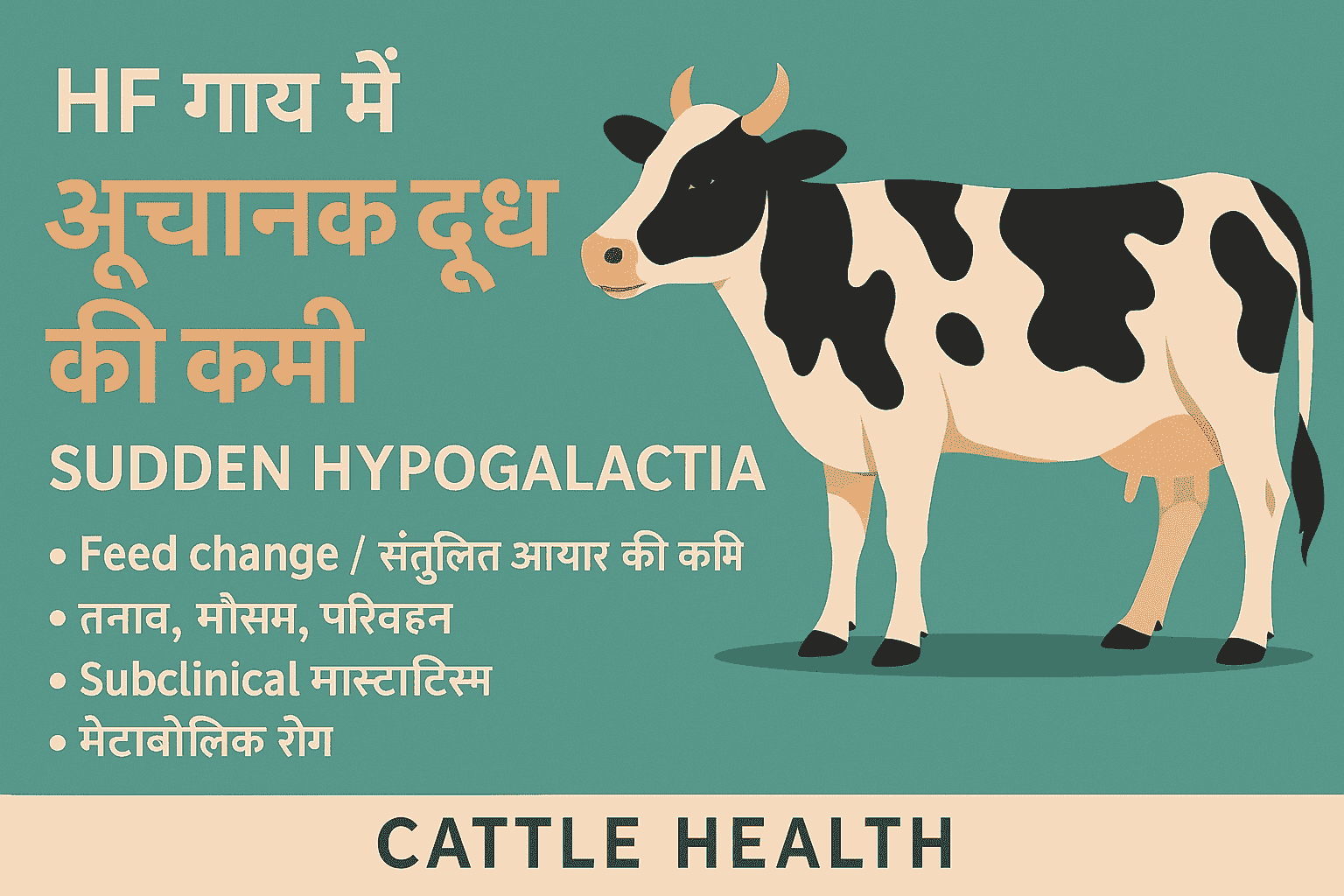Sudden hypogalactia in HF गाय – दूध कम होने के कारण, लक्षण और उपचार