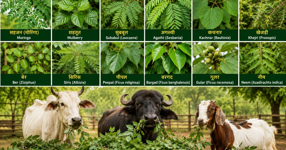 गाय, भैंस और बकरी के लिए उपयोगी चारा पेड़ों की पत्तियों का चार्ट